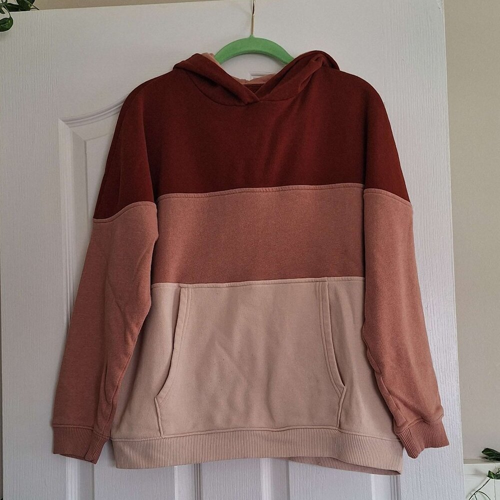 American Eagle Pink Red Cream Striped Sweatshirt Size Medium